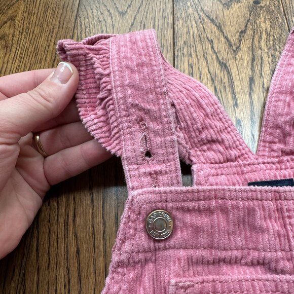GAP Toddler Pink Corduroy Skirtall Dress 3T Adjustable Ruffle Straps Pockets - Picture 3 of 11